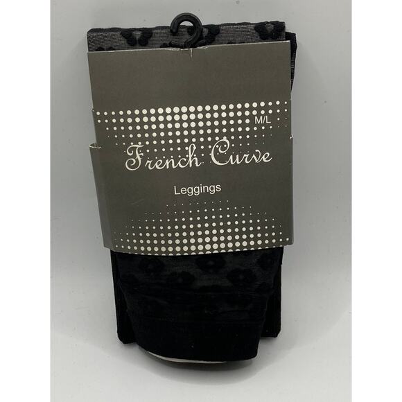 FRENCH CURVE Women's Black Floral Sheer Stretch Lightweight Leggings SZ M/L - Picture 3 of 10